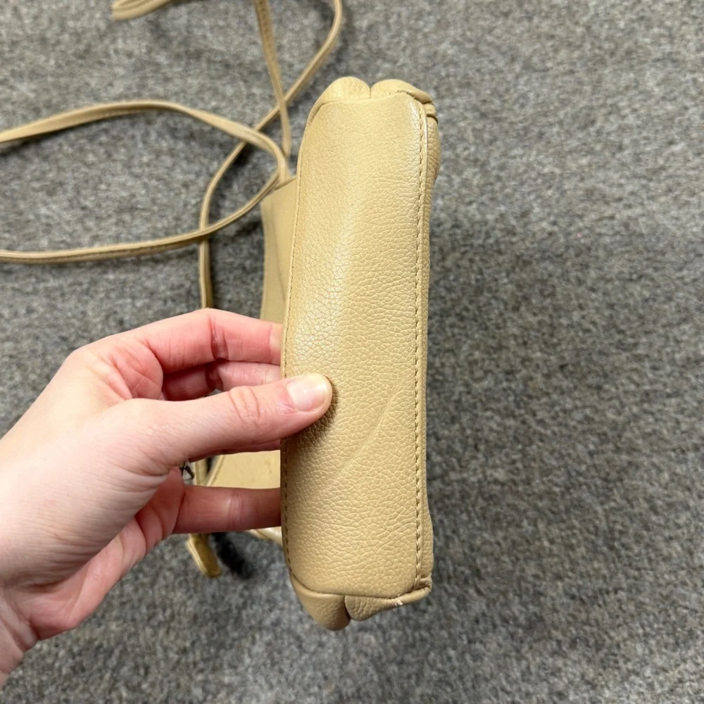 Vintage Stone Mountain Tan Cream Leather Small Crossbody Bag Zip Closure Western - Picture 3 of 12